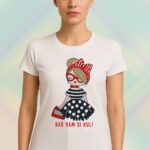 Bijela majica s ilustracijom djevojke u retro stilu i natpisom "Baš sam si kul!"