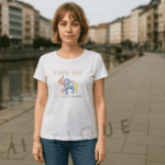 Majica s ilustracijom šarenog slona i natpisom "Nervni slon – ne pitaj, ne gledaj, ne smetaj", dizajn Mistique