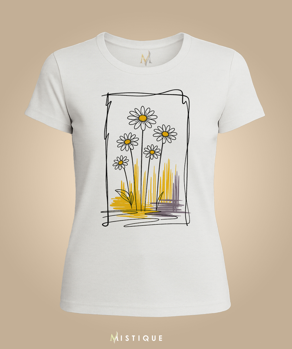 Bijela ženska majica s ilustracijom kamilica – Mistique dizajn