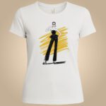 Bijela majica s elegantnom modnom ilustracijom