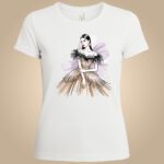 Bijela majica s elegantnom modnom ilustracijom