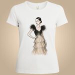 Bijela majica s elegantnom modnom ilustracijom