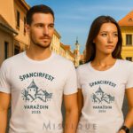 Bijela majica s motivom Špancirfesta Varaždin 2025 – elegantni dizajn starog grada #Mistique #MistiqueStyle