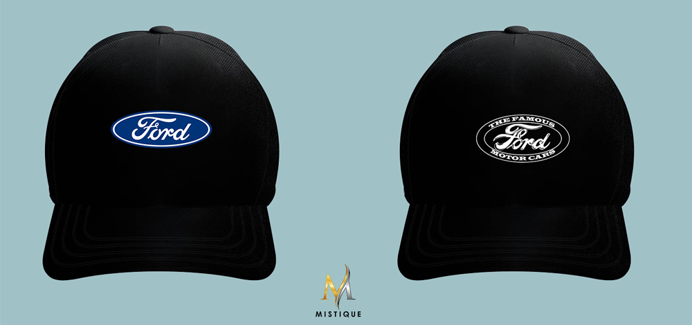 Crna šilterica Ford s modernim i retro logom