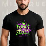 Muška crna majica King of the Street s graffiti printom u zelenoj i ljubičastoj boji