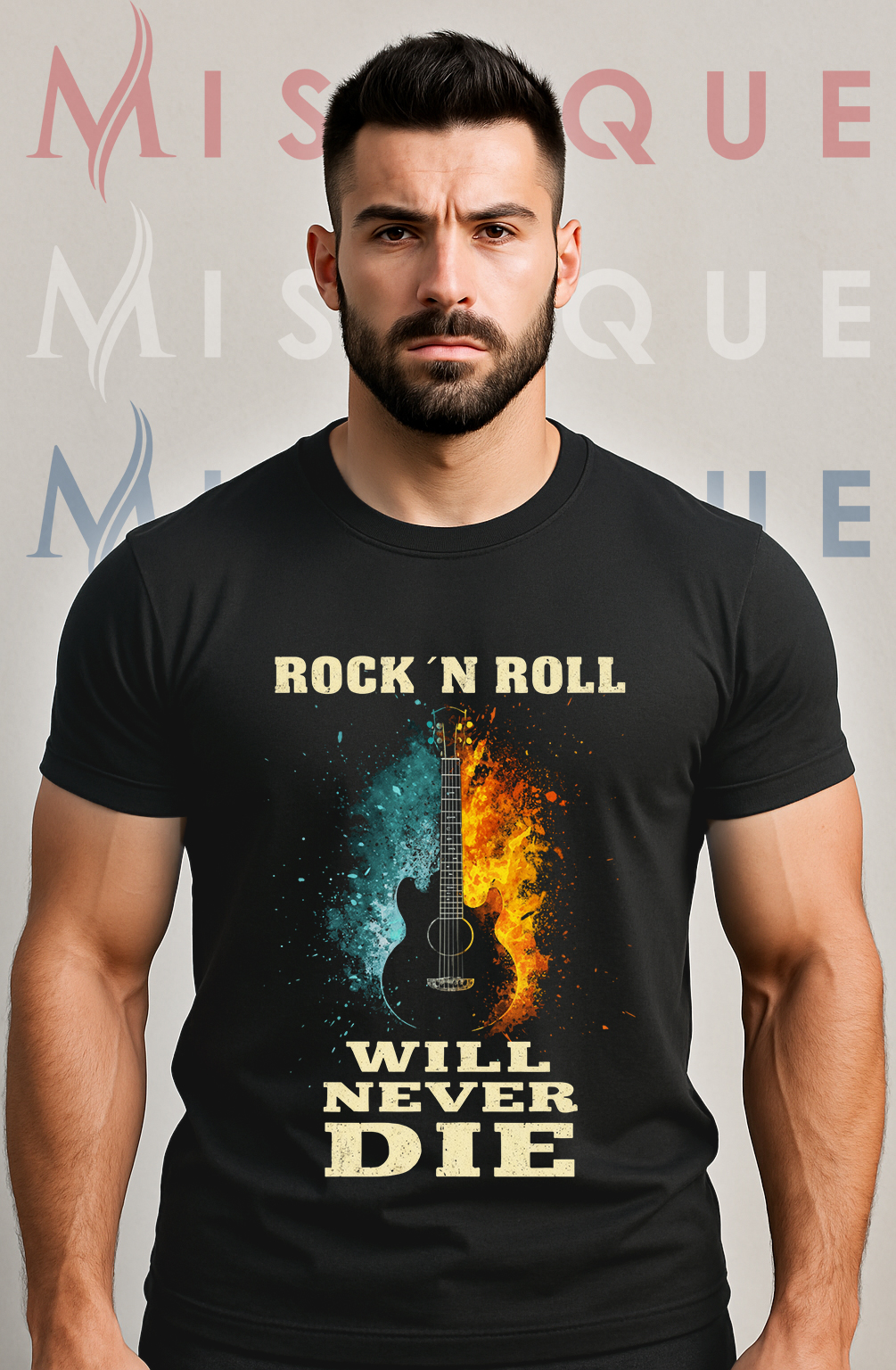 Rock ’n’ Roll majica s gitarom i natpisom “Will Never Die” – Mistique.hr
