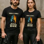 Rock ’n’ Roll majica s gitarom i natpisom “Will Never Die” – Mistique.hr