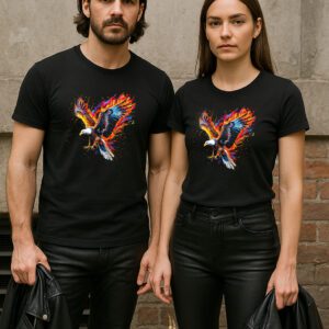 majica s orlom u boji na crnoj podlozi – Mistique majica