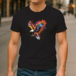 majica s orlom u boji na crnoj podlozi – Mistique majica