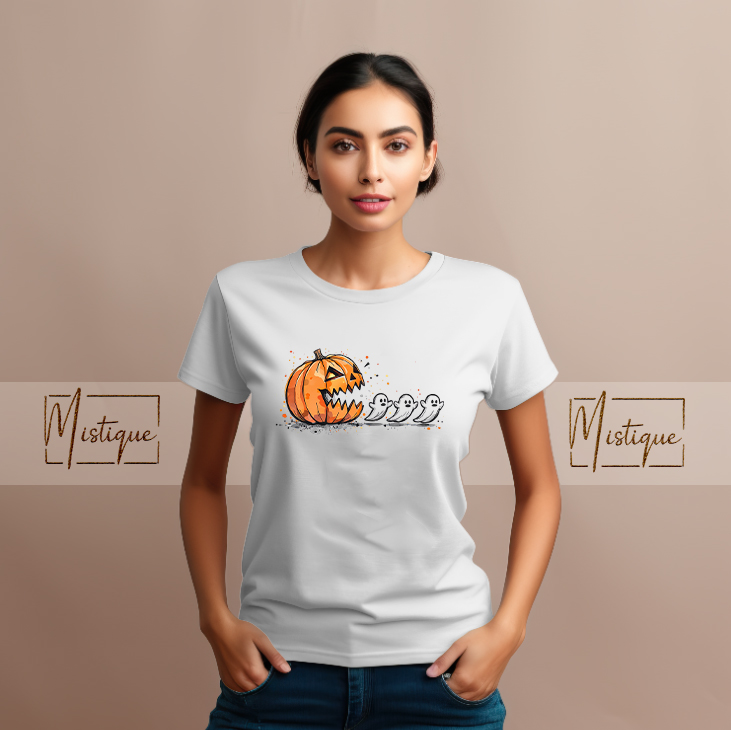 Halloween Pac-Man Pumpkin majica s bundevom i trima duhovima