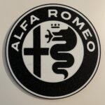 Alfa Romeo podmetači za čaše crno bijeli okrugli dizajn