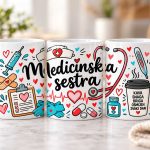 Šalica za medicinsku sestru s medicinskim motivima i natpisom Medicinska sestra
